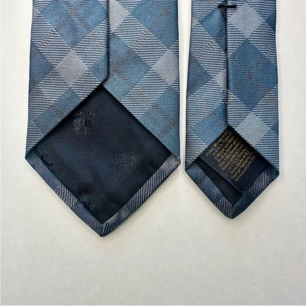 BROOKS BROTHERS Makers & Merchants Skinny/Slim Blue Checkered Silk Tie, 2.75”